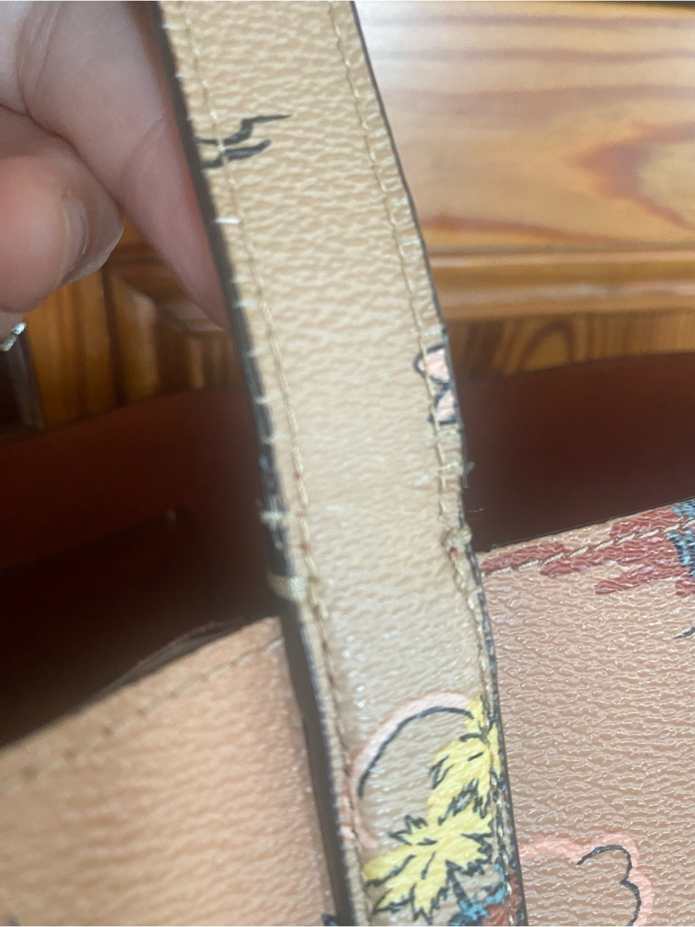 Coach Pink Tan Tropical Print Leather Tote - Picture 10 of 16